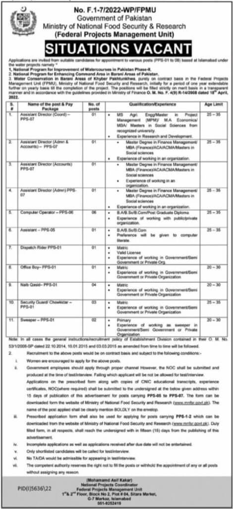 ministry of national foods jobs 2023 advertisement