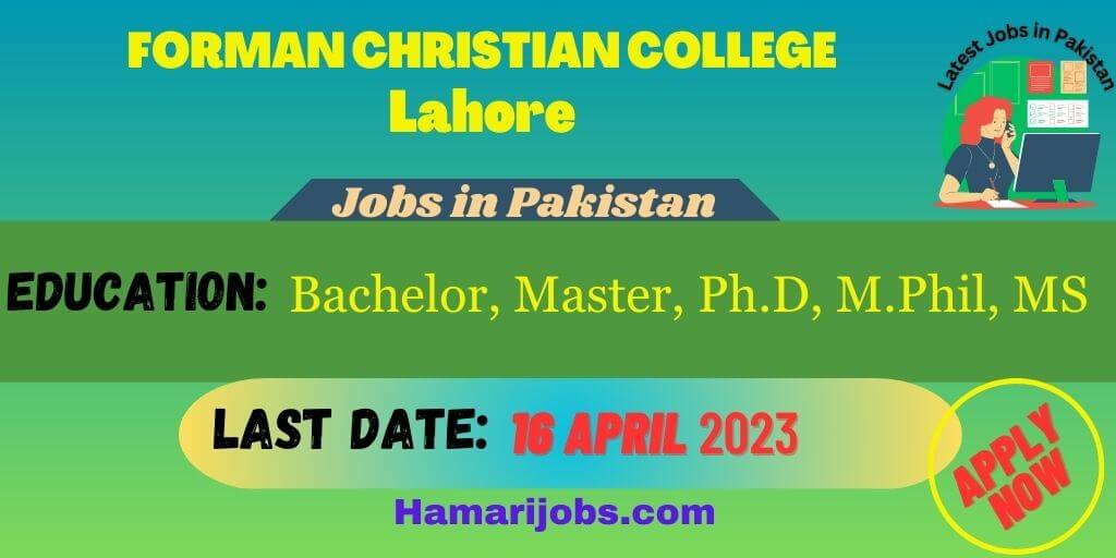 FC College Lahore jobs banner