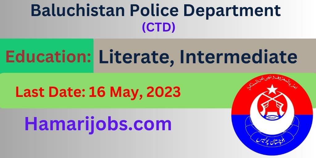 Baluchistan police department jobs 2023 banner